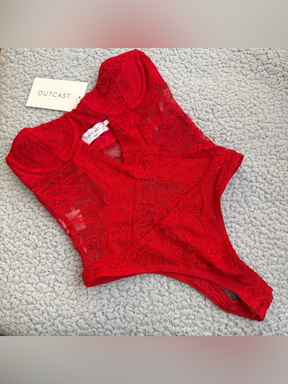 Outcast Clothing Red Lace Bodysuit